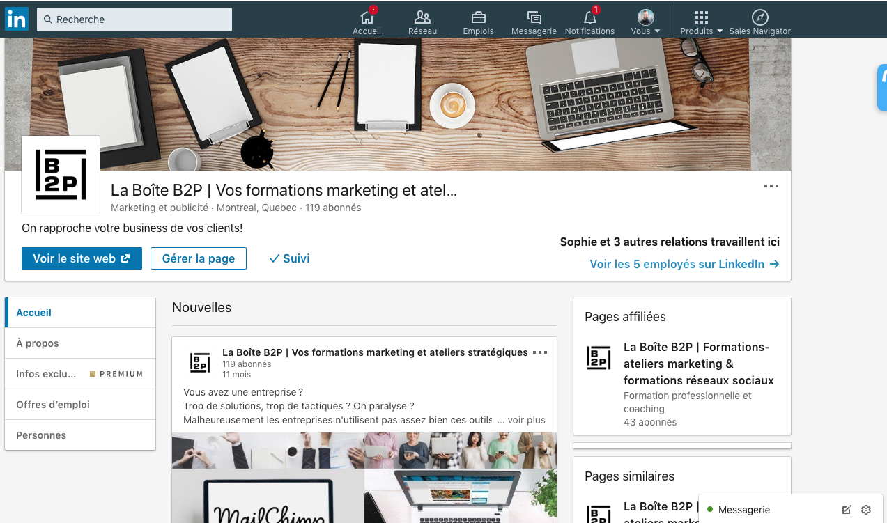 linkedin page entreprise